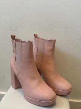 Altar'd State Blush Pink Block Heel Chelsea Ankle Boots